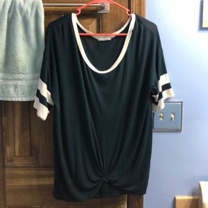 Navy varsity striped knot shirt